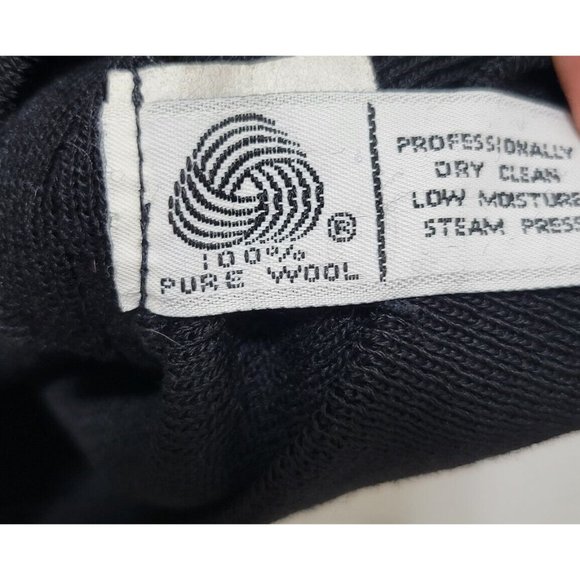 Vtg Neiman Marcus Wool Rib Black Knit Sweater Mock Neck Long Sleeve Medium - Picture 6 of 6